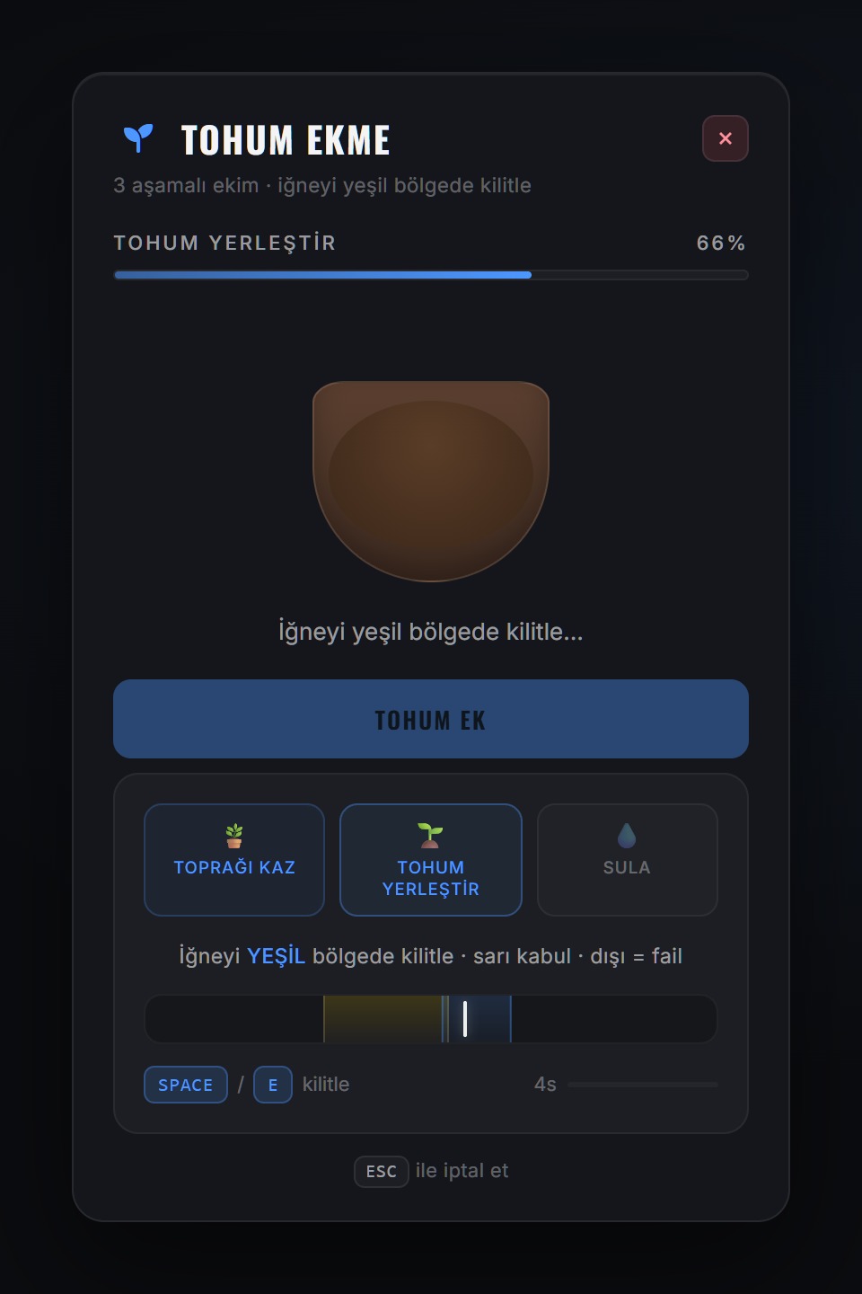 Tohum ekme minigame